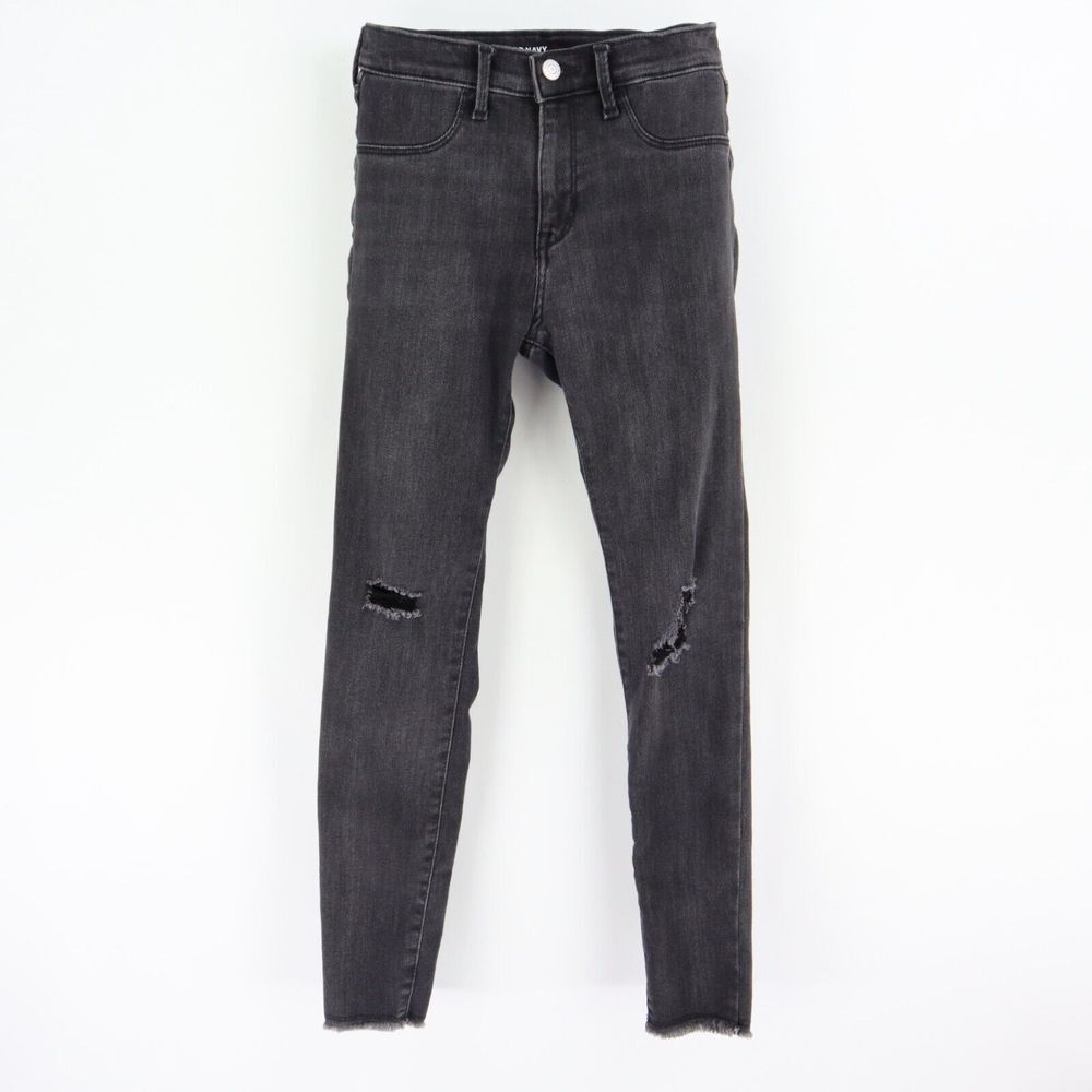 Old Navy Jeans Ballerina Jeggings Distressed Girls Size 14 Black Built-In Tough